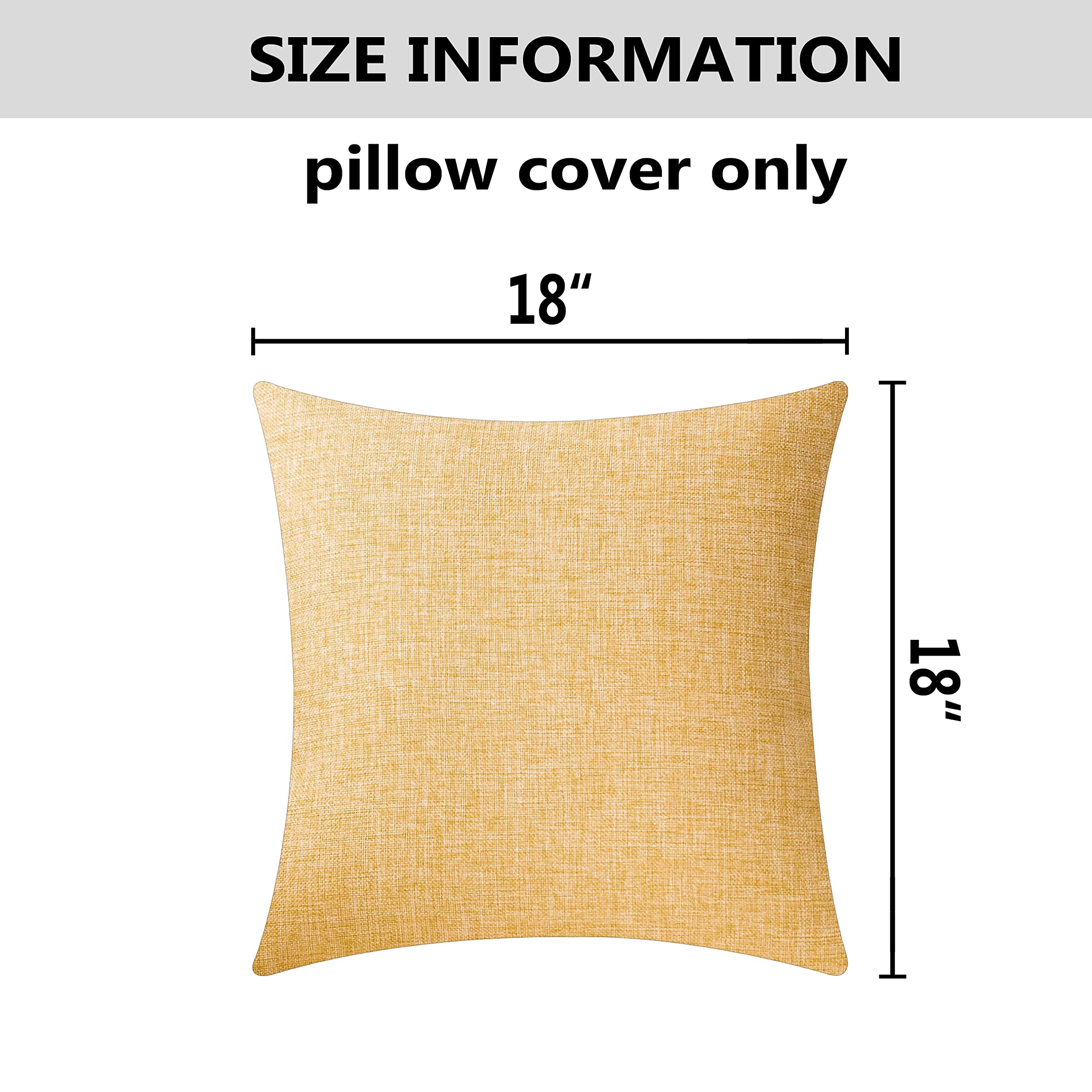 18x18 Inch Yellow Farmhouse Spring Pillow Covers - Textured Linen Square Throw Pillows for Couch, Sofa & Bed - Easter & Holiday Home Decor (45cm) - Perfect for Living Room, Porch & Seasonal Decoration