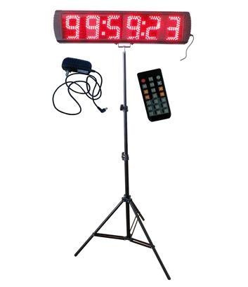 5-Inch Large Red LED Race Timer Clock with Tripod - Countdown/Countup Timer for Running Events, Track Meets & Outdoor Sports (Semi-Outdoor Use)
