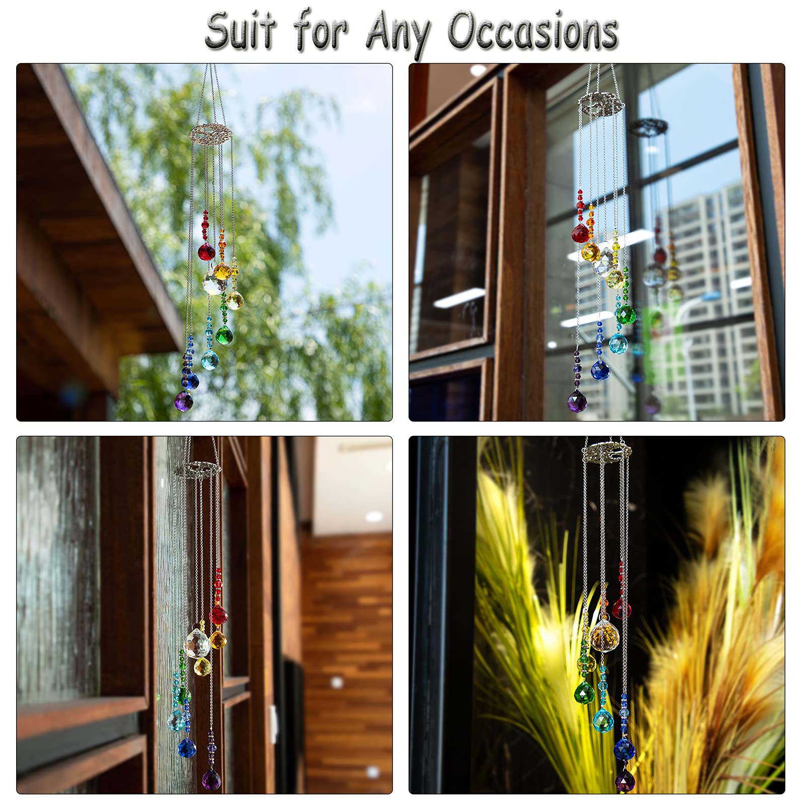 Vibrant Crystal Ball Prisms Suncatcher - Tree of Life Window Hanging Ornament & Rainbow Maker Pendant for Home & Garden Decor | Perfect for Living Rooms, Bedrooms, Wedding Decor & Outdoor Spaces