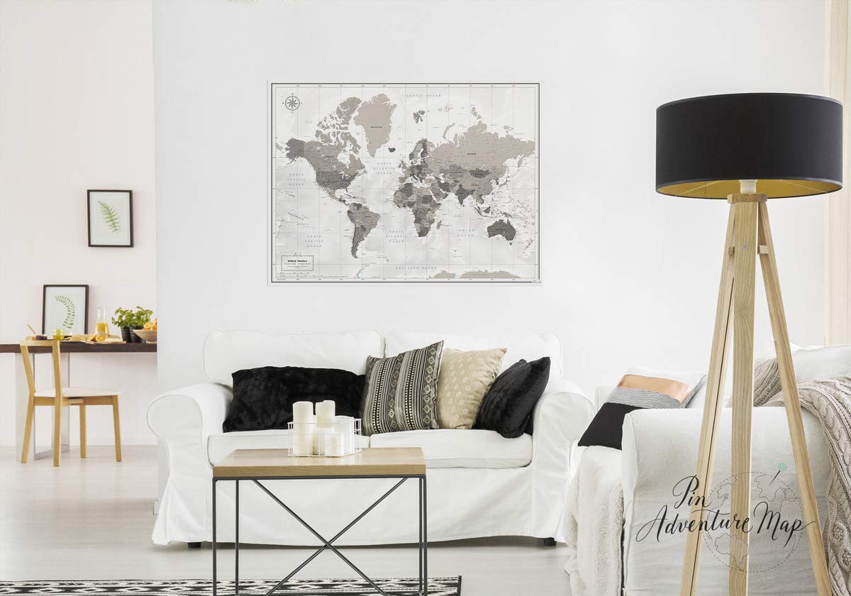 World Travel Wall Map Poster - Push Pin Travel Map Print for Tracking Adventures (32 x 24) | Perfect for Home Office Decor, Travel Planning & Geography Enthusiasts