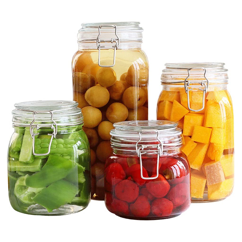 Das Bliss 4-Piece Airtight Food Storage Containers Set - Round Jars with Latch Lid for Kitchen Counter, Creams, Lotion & Dry Food Organization | BPA-Free Clear Plastic | Perfect for Pantry, Baking Supplies & Bathroom Storage (Square 4-Piece Set)