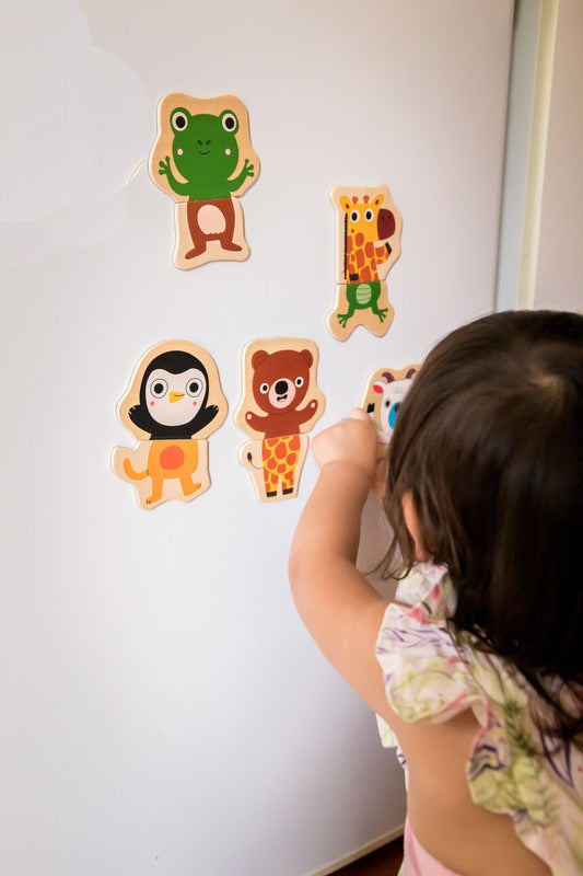 Jungle Animals Wooden Kids Magnet Set - 24 Piece Educational Toy for Toddlers, Djeco - Perfect for Fridge Play, Classroom Learning & Sensory Development