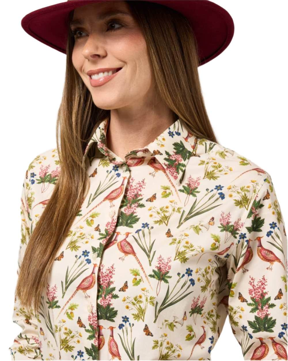 Alan Paine Women's Lawen Printed Shirt - Stylish Floral Button Down Blouse for Office, Casual Outings & Spring Fashion