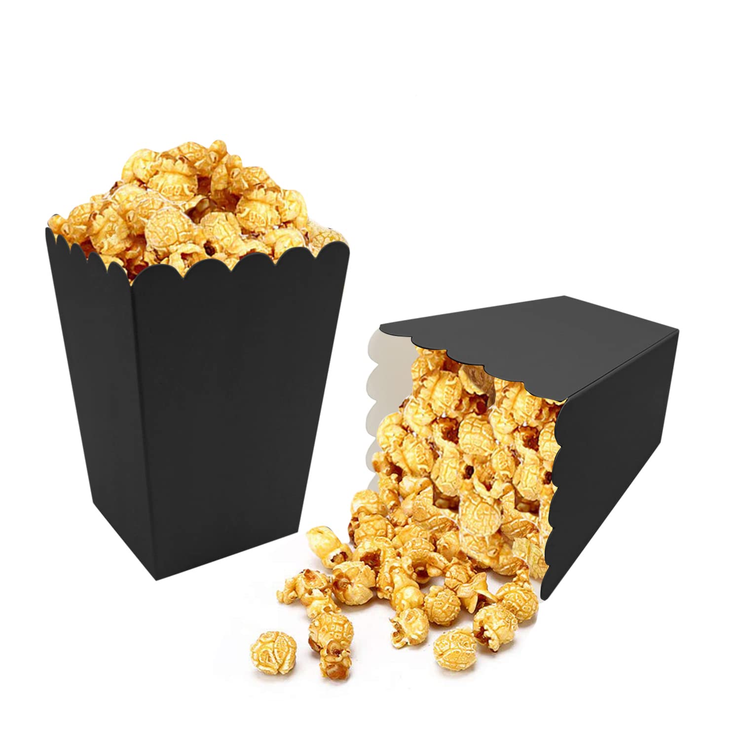 24 Pcs Black Mini Paper Popcorn Boxes - Cardboard Popcorn Containers for Movie Nights, Birthday Parties & Carnival Events