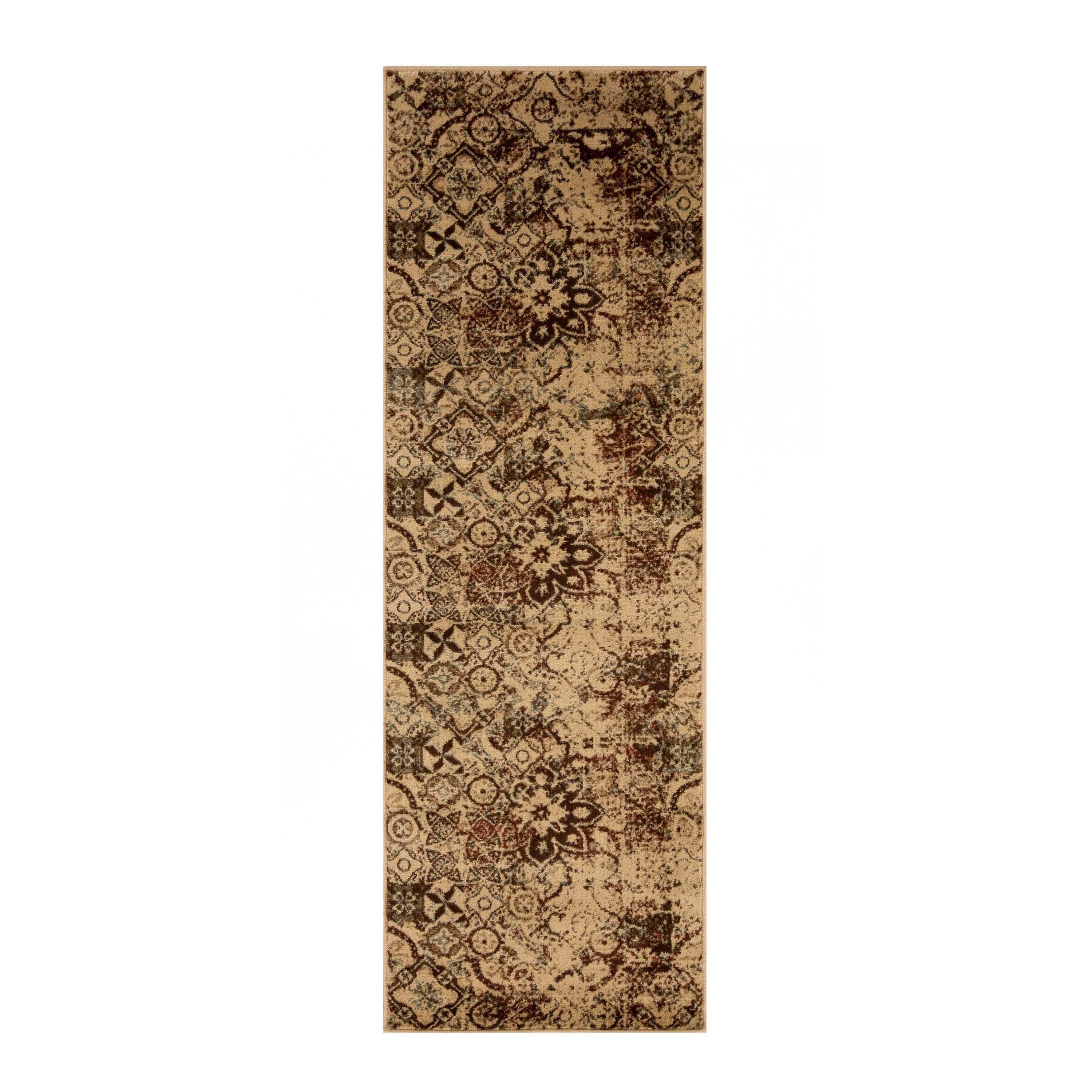 Stylish Rangoli Geometric Medallion Indoor Area Rug - Non-Slip Bohemian Decor for Living Room, Bedroom & Office