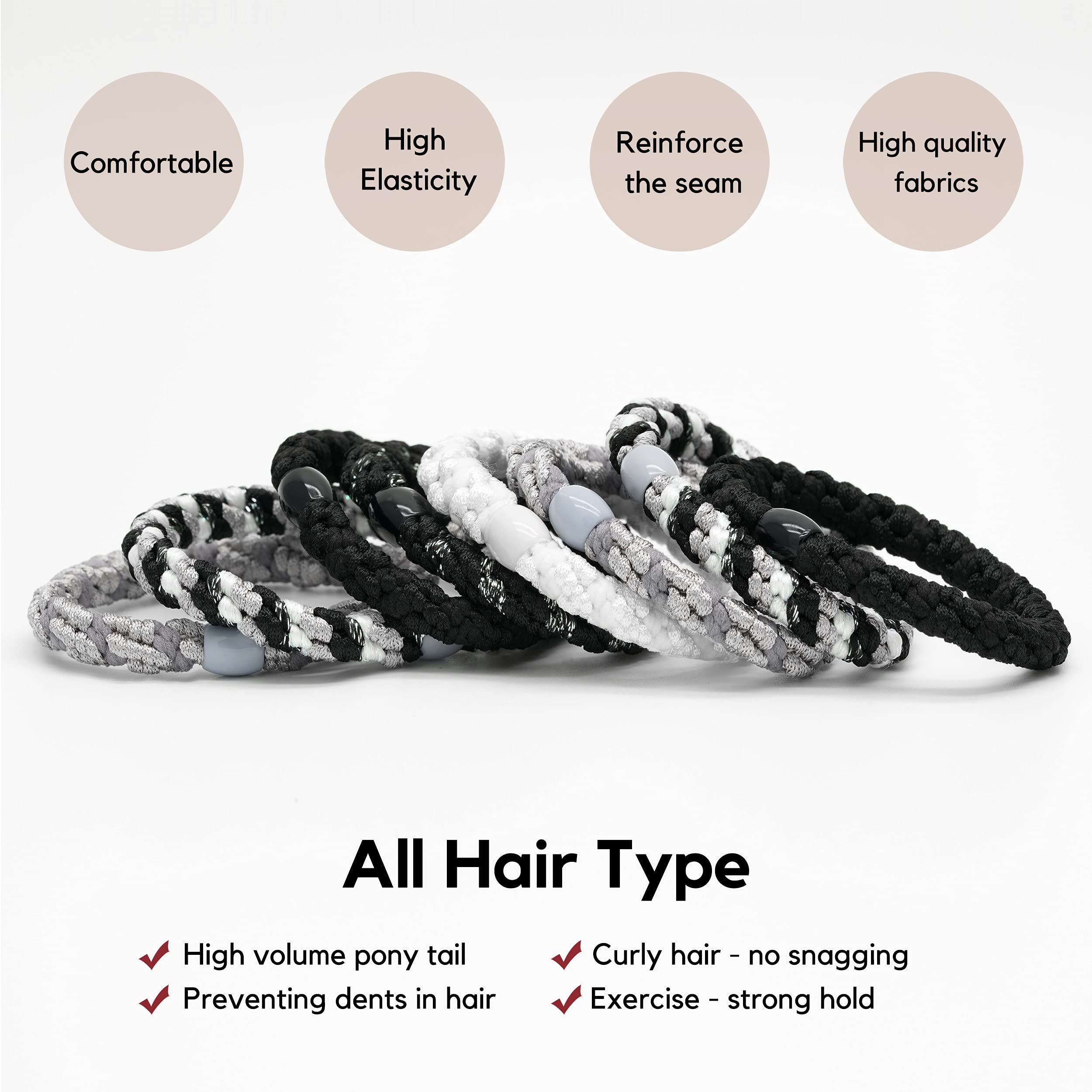 18 Pcs No Damage Hair Ties for Women & Girls - Soft Ponytail Holders for Thick Hair, No Crease Elastic Hair Bands | Perfect for Workouts, Yoga, Office & Daily Use