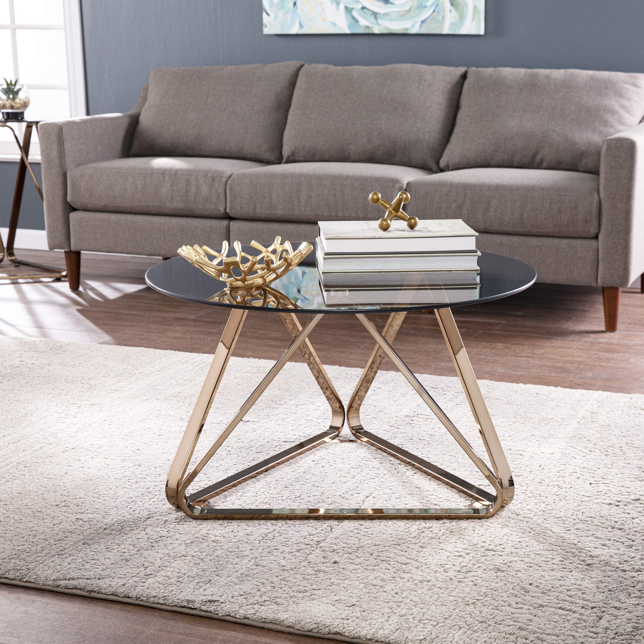 SEI Furniture Stondon Coffee Table - Standard Size, Champagne Finish - Perfect for Living Room, Lounge & Home Decor