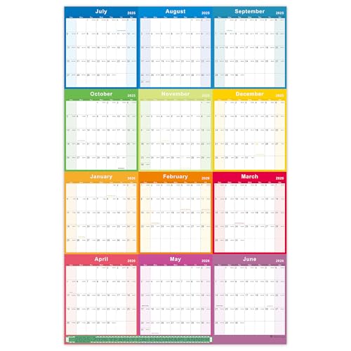 2025-2026 Yearly Wall Calendar - Colorful