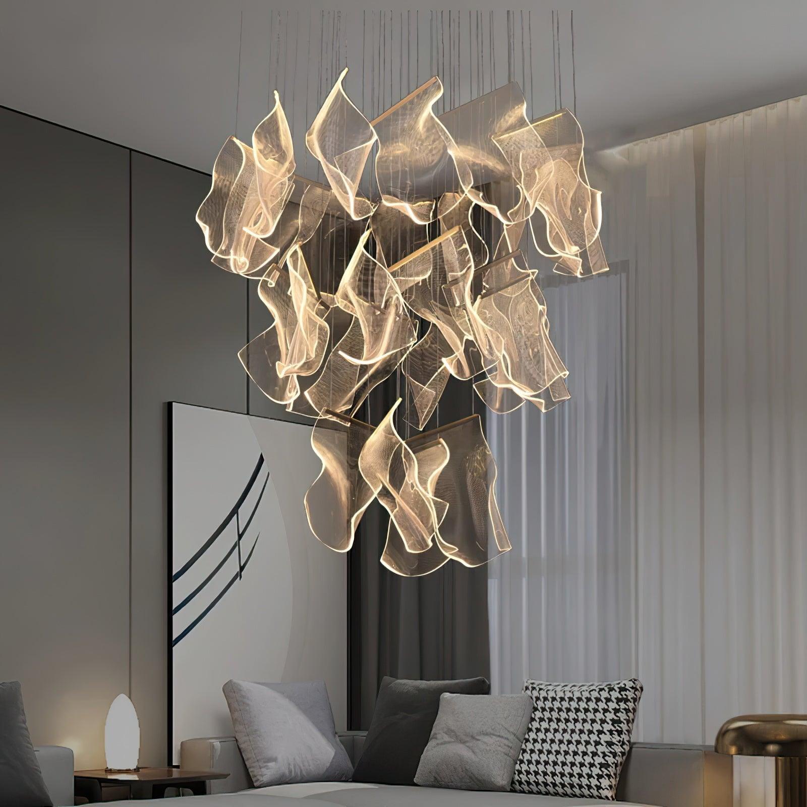 Modern Acrylic LED Chandelier - Energy Efficient Crystal Ceiling Light Fixture for Dining Room, Bedroom & Living Room Decor