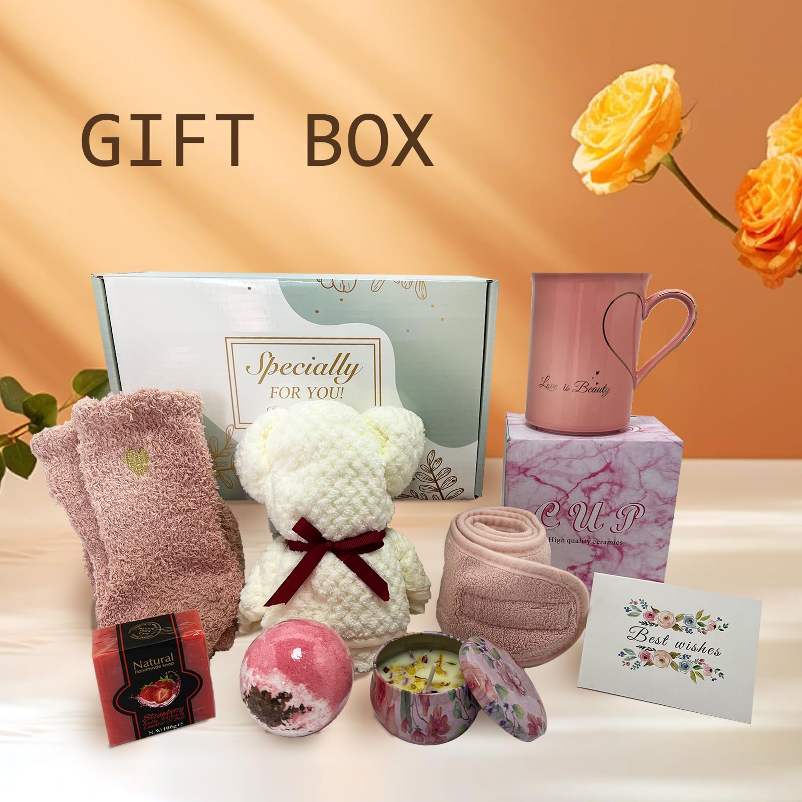 Luxury Spa Gift Baskets for Women - Relaxing Self Care Birthday & Get Well Soon Gifts - Scented Bath Gift Box Set for Christmas, Thanksgiving, Valentine's Day - Perfect for Home Relaxation, Stress Relief & Pampering Gifts