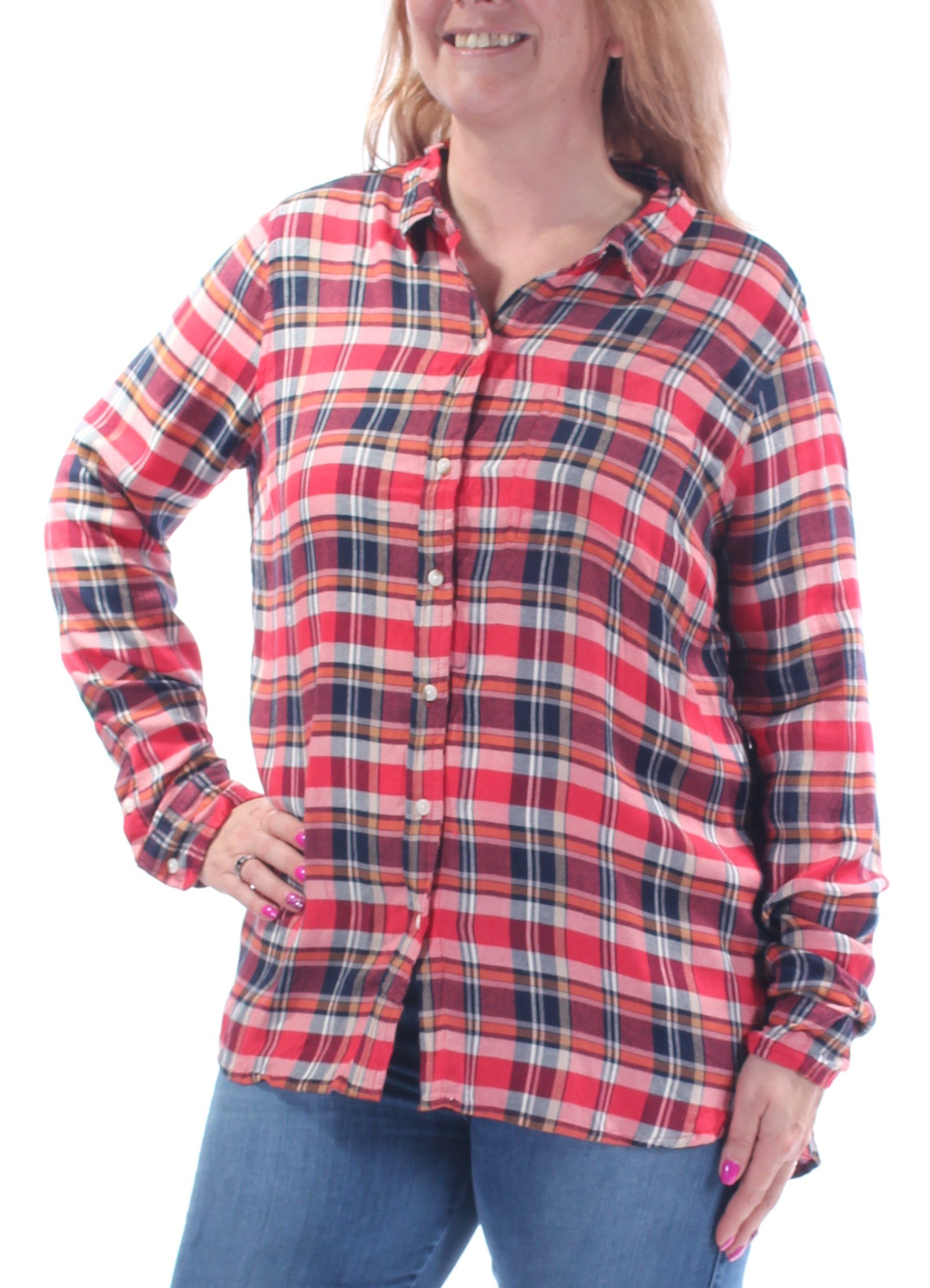 Lucky Brand Women's Back Overlay Shirt | Vintage Floral Print Button-Up Blouse for Casual & Office Wear | Perfect for Spring Outfits and Layering