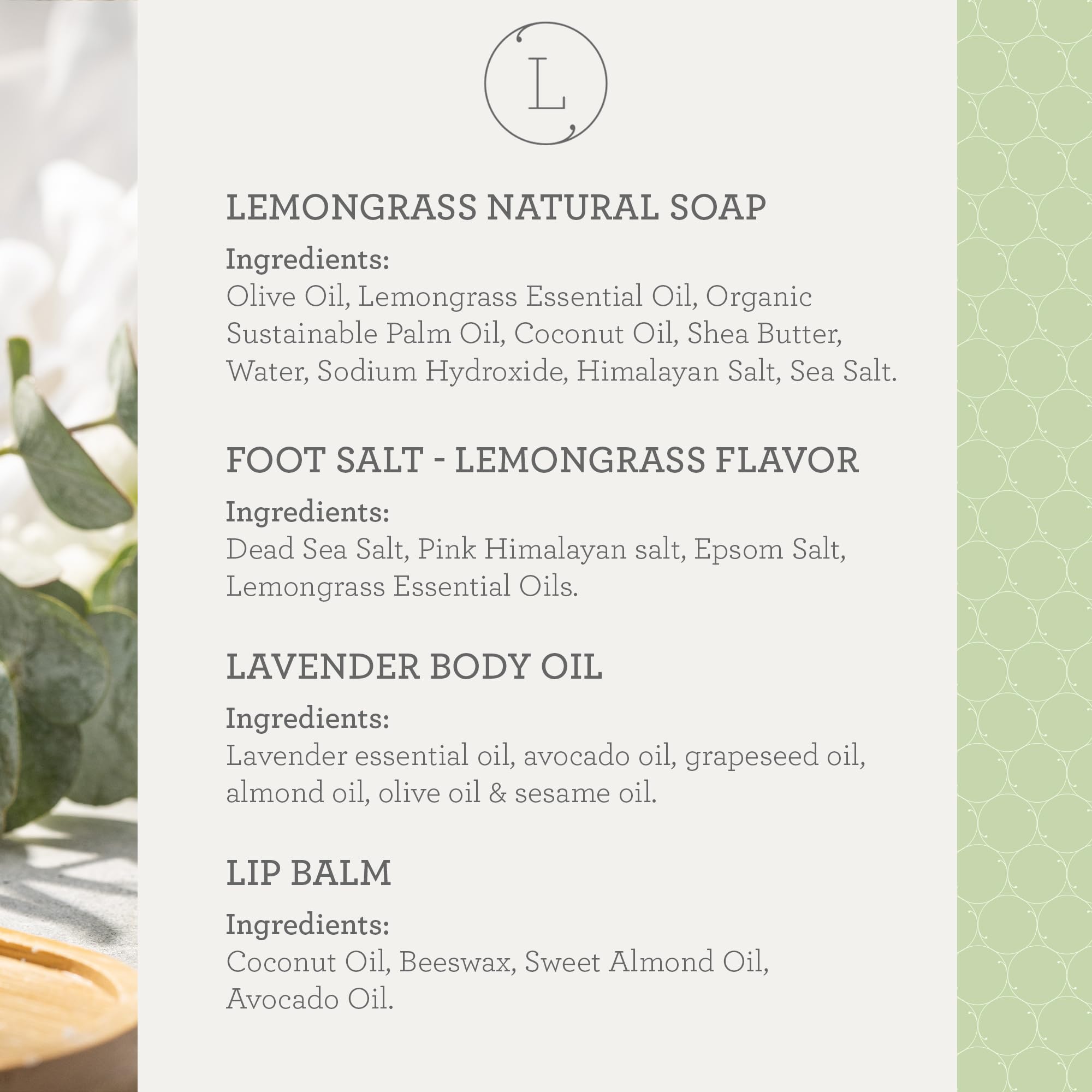 Lizush Lemongrass 6-Piece Spa Gift Set for Women - Luxury Handmade Body Care Kit with Soap, Lotion & More - Perfect for Relaxation, Self-Care & Gifts - Ideal for Birthdays, Mother's Day & Spa Nights at Home