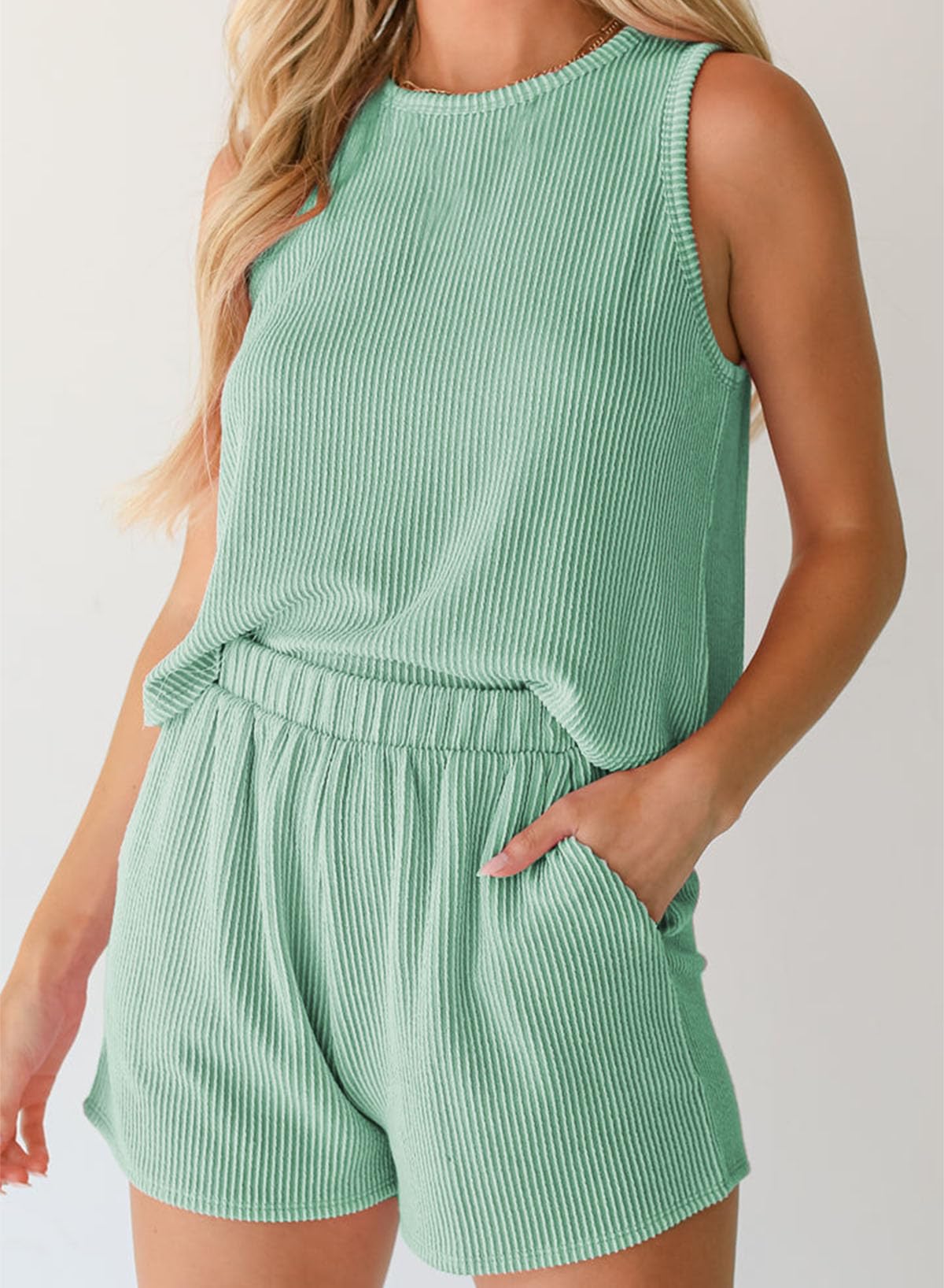 SHEWIN Women's Summer 2 Piece Outfits - Matching Shorts & Top Lounge Set | Casual Wear, Beach Outfit, Vacation Clothes 2025