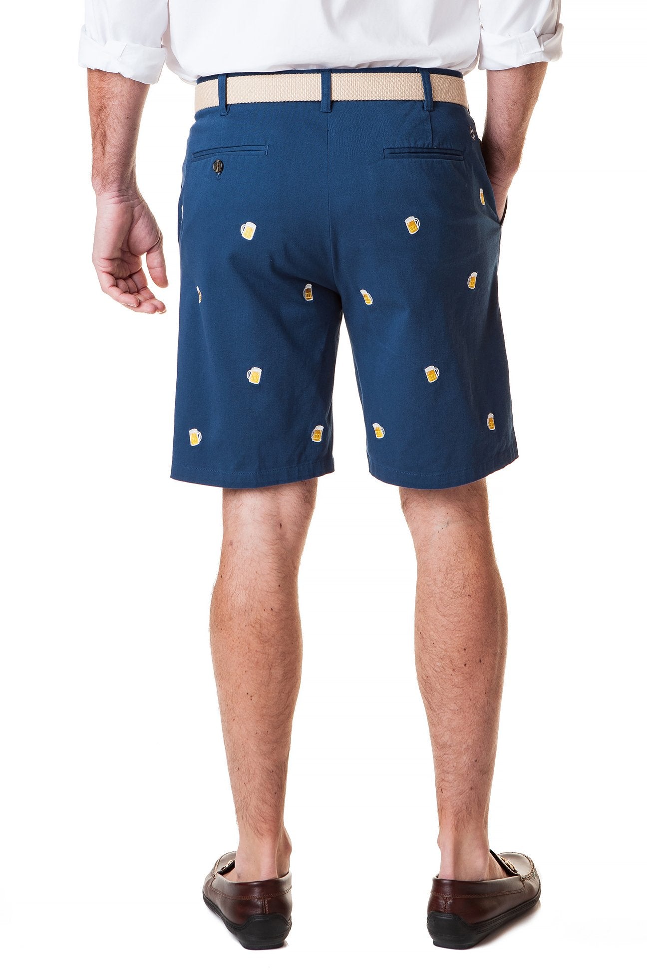 Cisco Short Stretch Twill Navy Polo Shirt with Beer Mug Print - Perfect for Casual Outings, Office Wear & Beer Lovers