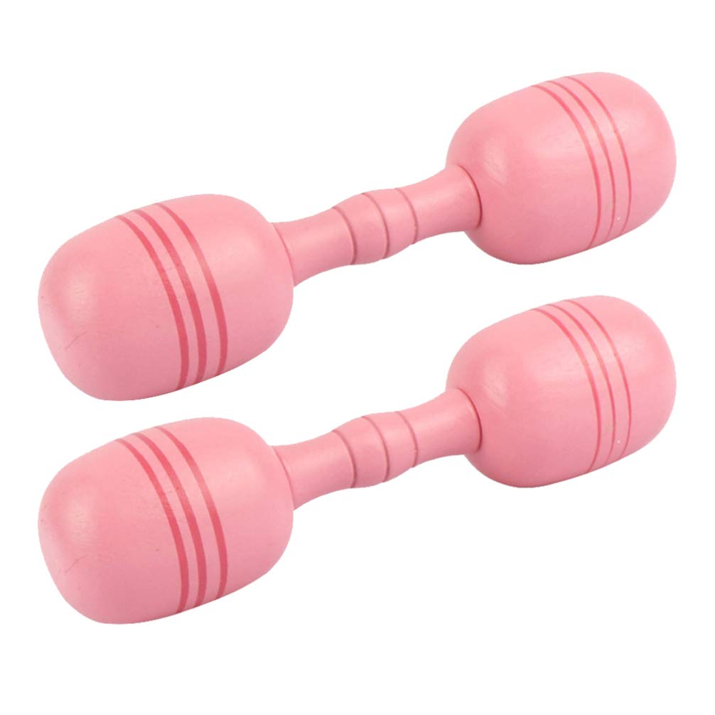 Garneck 1 Pair Wooden Dumbbell Set - 300g Pink Hand Weights for Kids Exercise, Home Gym & Fitness Training | Perfect for Children's Workout, Strength Training & Playtime Activities