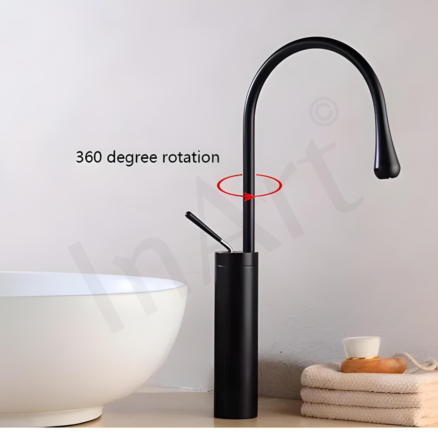 Premium InArt Brass Single Lever Basin Mixer Tap - Matte Black Bathroom Faucet for Sink | Modern Water-Saving Design for Home & Hotel Use