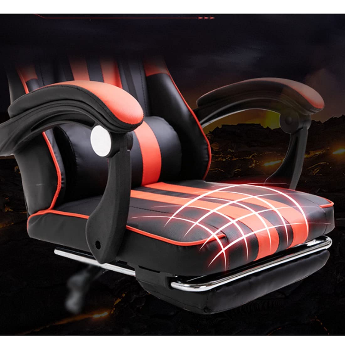 Ergonomic Gaming Chair with Footrest - High Back PU Leather Computer Office Chair for Home & Work, Adjustable Racing Style Video Game Chair (White) - Perfect for PC Gaming, Streaming & Long Work Sessions