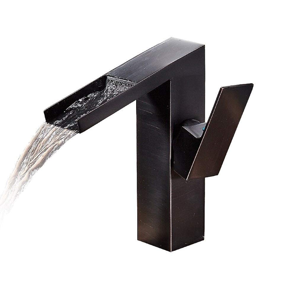 Classic Black All-Bronze Single Handle Deck Mounted Bathroom Sink Faucet - Vintage Water Tap for Bathroom Vanity, Perfect for Modern and Traditional Home Decor