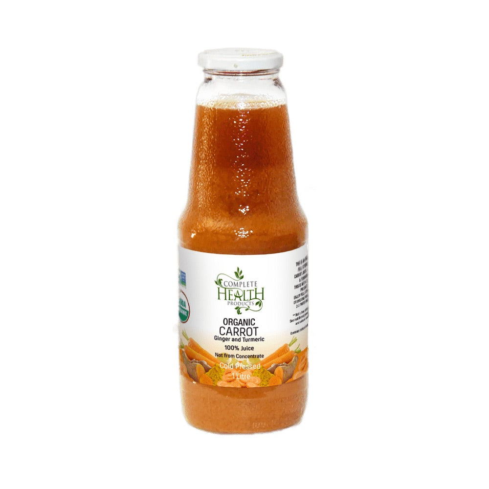 100% Organic Carrot, Ginger & Turmeric Juice - Cold Pressed, No Sugar Added, 1L Bottle - Boost Immunity & Reduce Inflammation - Perfect for Detox, Wellness & Healthy Lifestyle