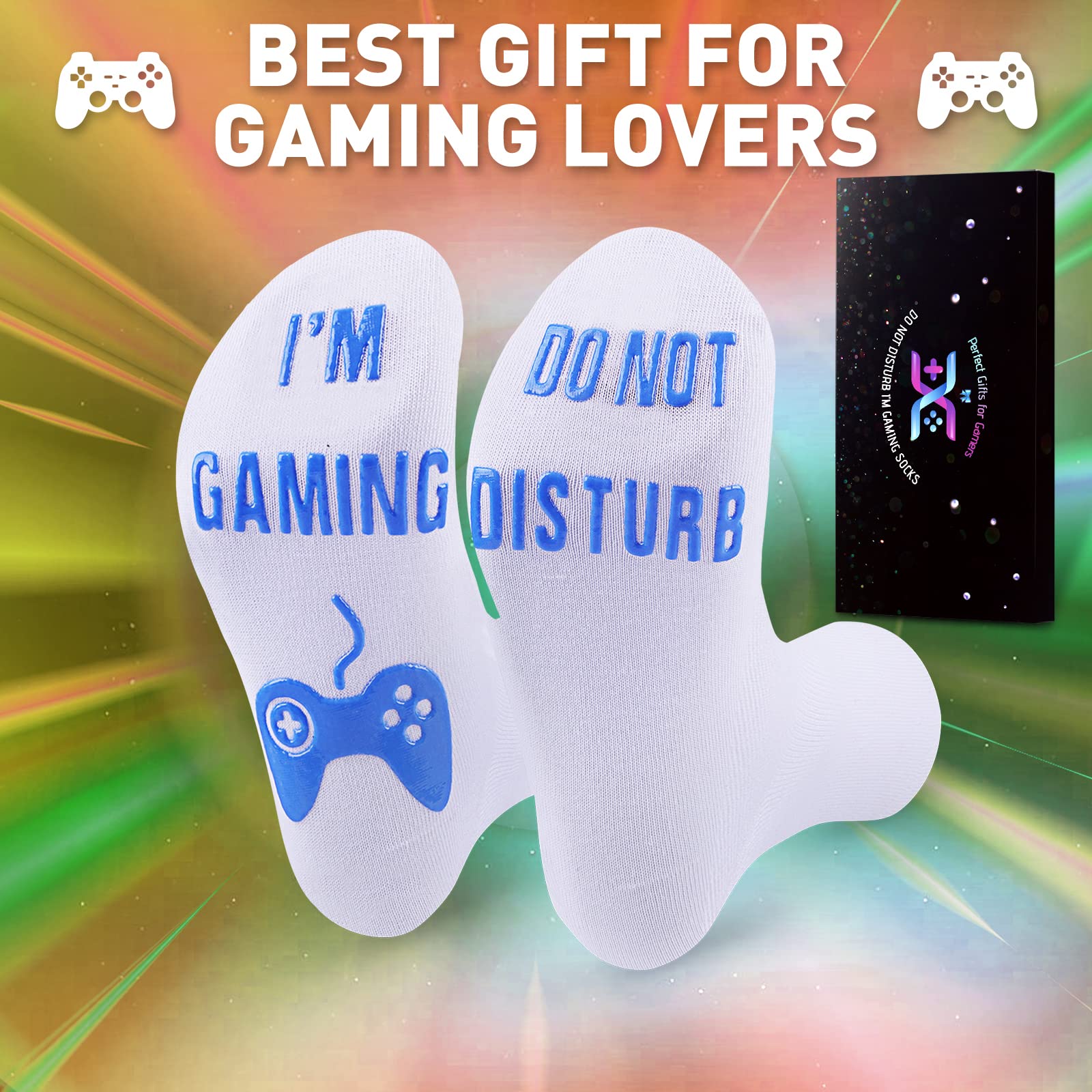 QAPIZM Do Not Disturb I'm Gaming Socks for Men - Funny Valentine's Day Gifts for Boyfriend, Dad, Husband & Gamer - Cool Novelty Socks for Video Game Lovers - Perfect for Gaming Sessions, Birthday Presents & Casual Wear