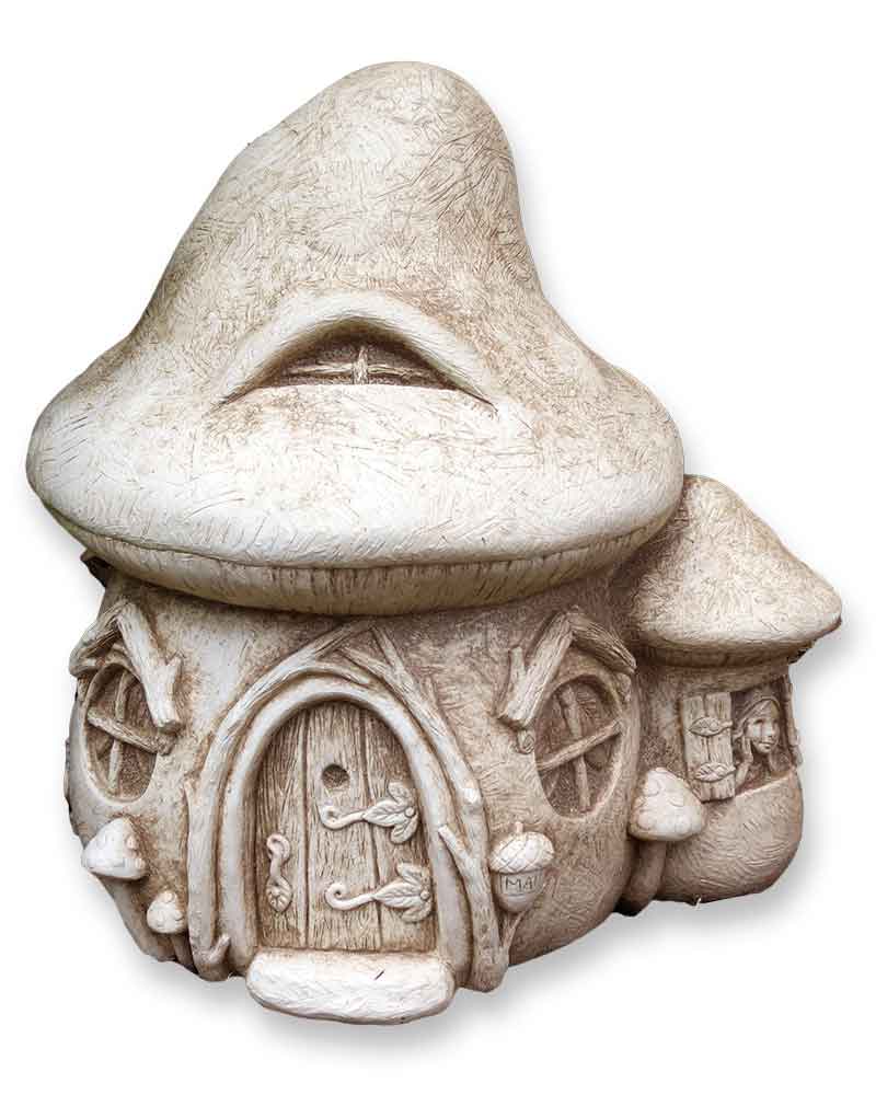 Carruth Studio Cast Stone Mushroom Fairy Cottage Sculpture #1246A – Perfect for Garden Decor, Fairy Gardens, and Home Accents