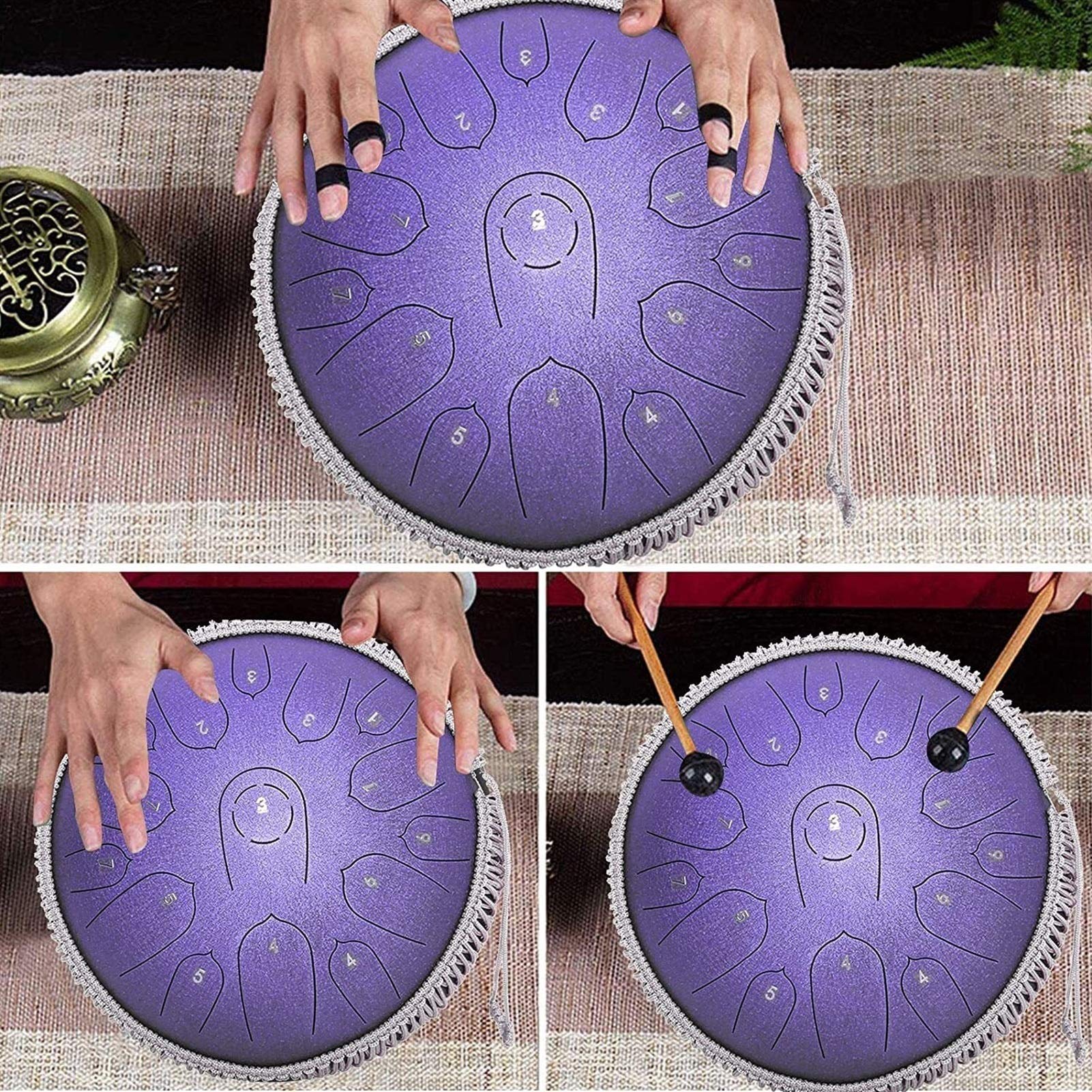 14 Inch Steel Tongue Drum in D Major - 15 Note Hand Pan Tank Drum with Padded Travel Bag, Mallets & Accessories | Perfect for Meditation, Music Therapy, Yoga & Sound Healing Sessions