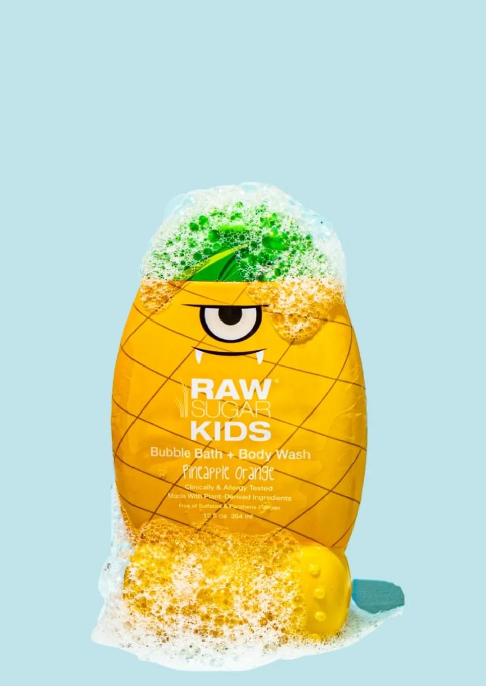 Organic Kids 2-in-1 Bubble Bath & Body Wash - Pineapple Orange Scent | Gentle Cleansing & Hydrating Formula for Soft, Clean Skin | Safe for Ages 3+ | 12oz | Perfect for Bath Time Fun & Daily Hygiene