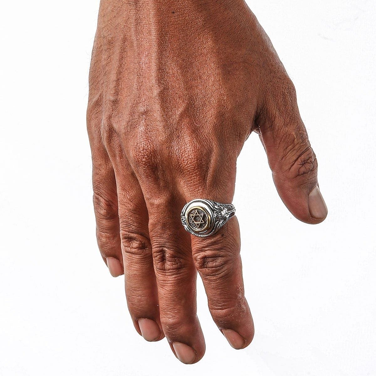 Men's Sterling Silver Star of David Goat Head Gothic Ring - Unique Religious Jewelry for Men, Perfect for Gothic Style, Punk Fashion & Spiritual Protection