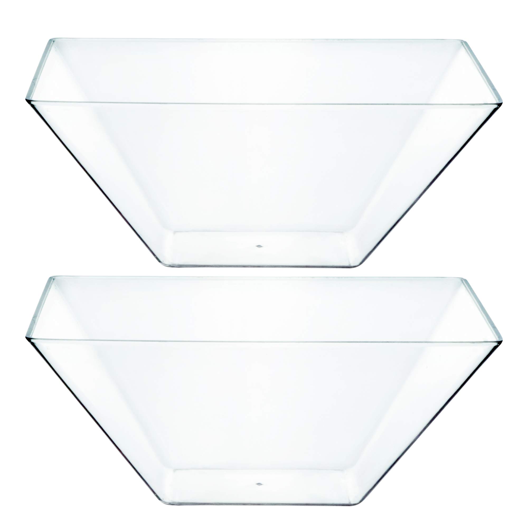 PLASTICPRO Heavy Duty Disposable Square Clear Plastic Bowls - 4 Pack for Parties, Snacks, Salads | Durable & Elegant Serving Bowls for Events, Picnics, Catering & Home Use
