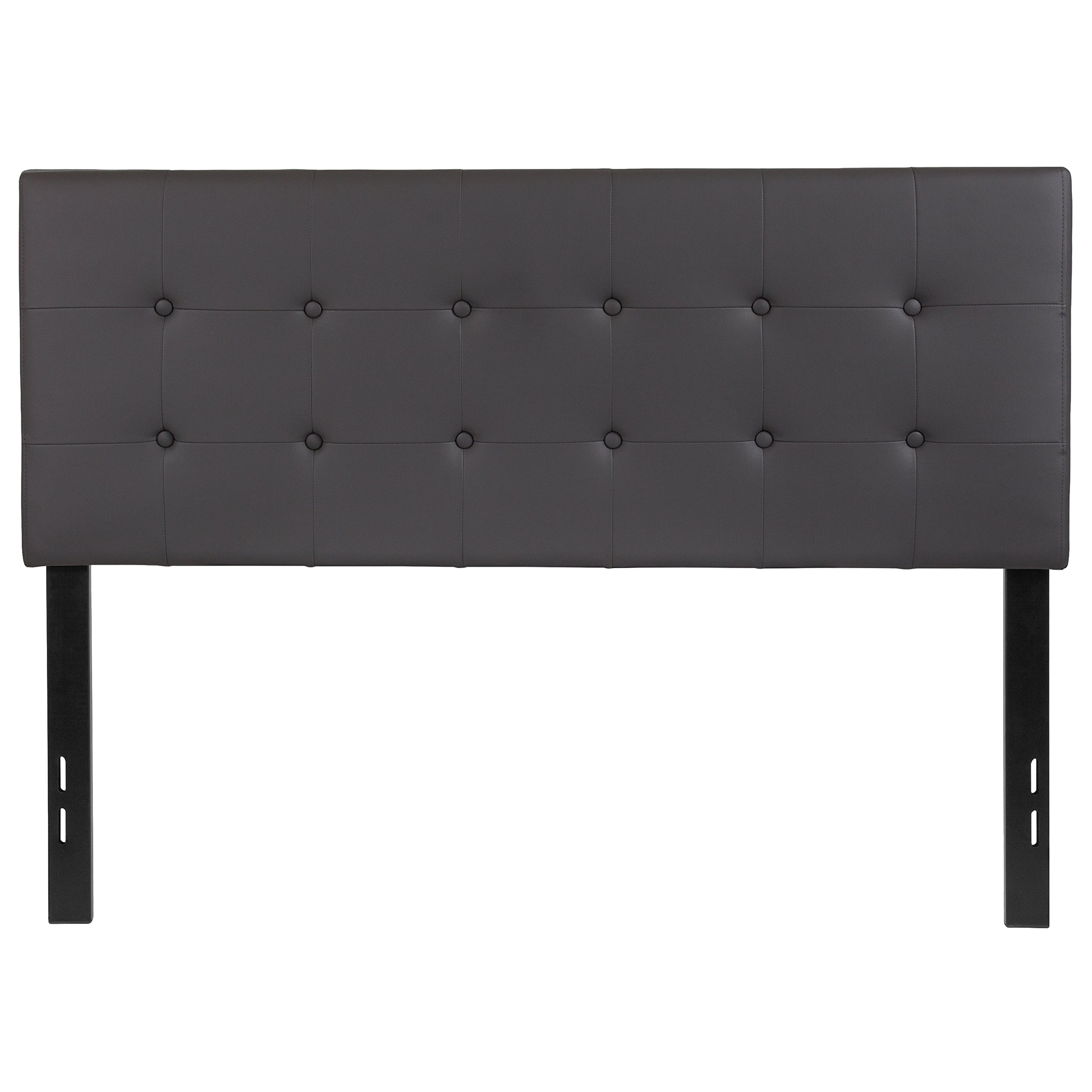 Flash Furniture Lennox Tufted Upholstered Full Size Headboard - Gray Vinyl Upholstery for Bedroom Decor, Modern Bed Frame Accent, Hotel Style Luxury Bedroom Upgrade