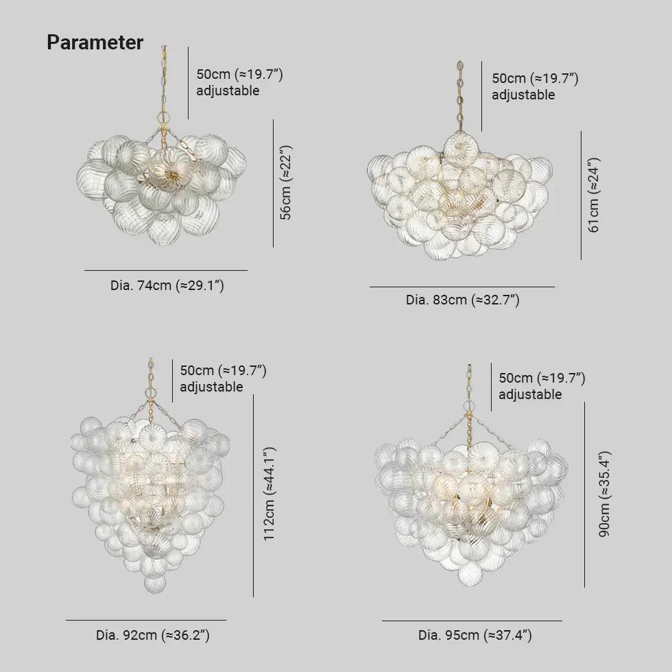 Modern Transparent Glass Spherical Multi-Light Branch Chandelier - Elegant Dining Room Lighting for Home Decor | Perfect for Living Room, Bedroom & Entryway