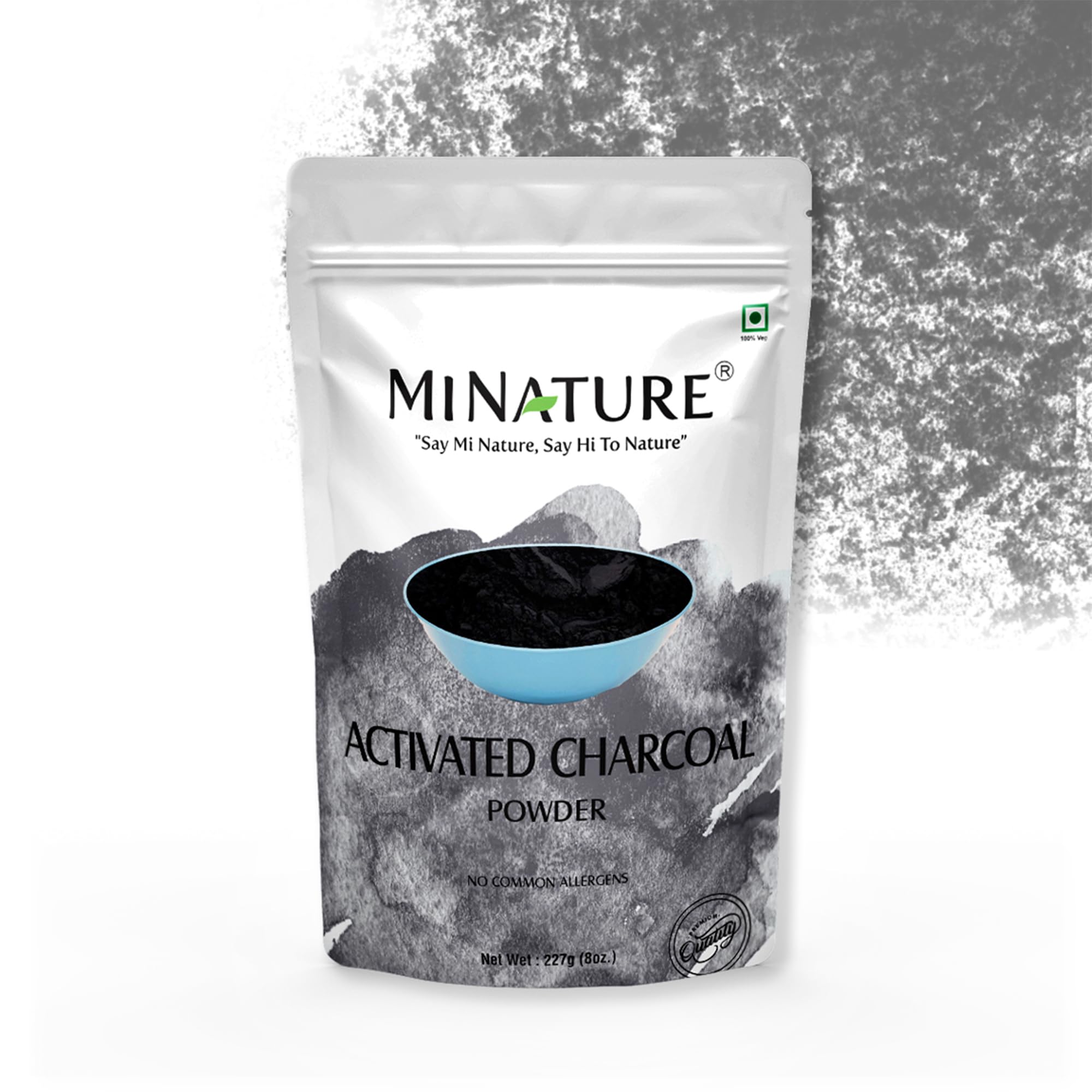 mi nature Activated Charcoal Powder | 100% Pure Natural Teeth Whitening & Skin Detox | Herbal Face Mask for Blackheads & Dead Skin Removal | 227g | Perfect for Spa Day & At-Home Beauty Routine