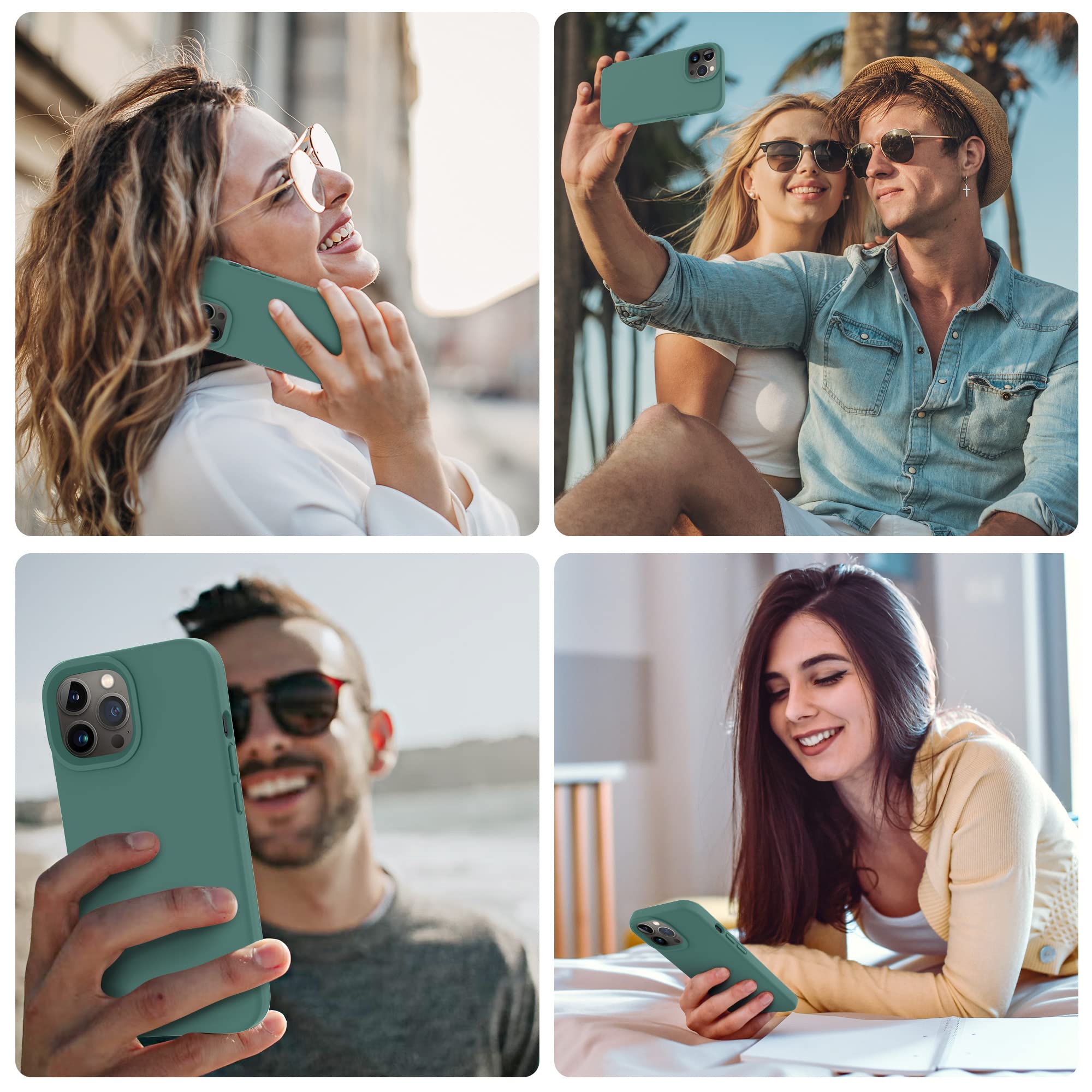 OTOFLY Shockproof Slim Silicone Case for iPhone 14 Pro (6.1 Inch) - Premium Protective Phone Cover in Pine Green | Perfect for Everyday Use, Travel & Outdoor Activities