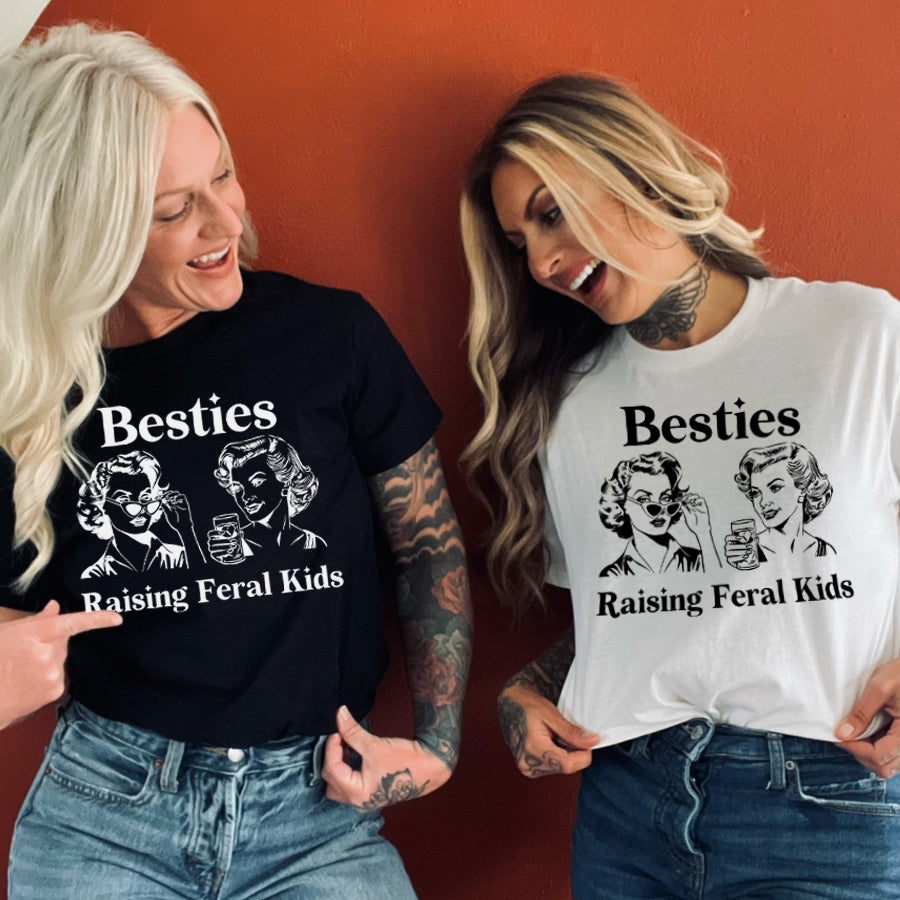 Best Friends & Feral Kids Graphic T-Shirts - Trendy Matching Outfits for Friendship and Fun | Perfect for Casual Wear, Gifts, and Special Occasions