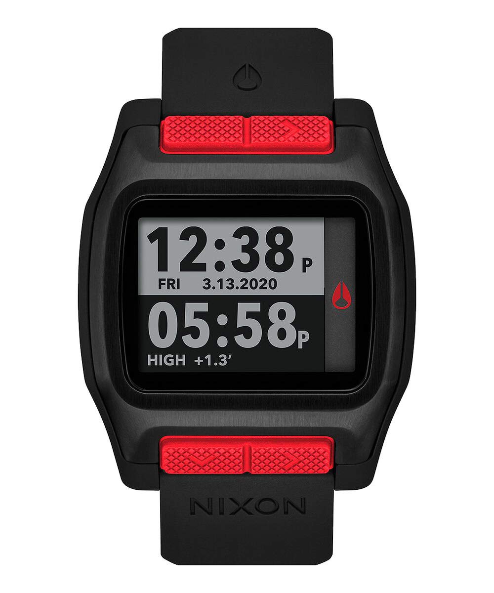 NIXON High Tide Surf Watch for Men & Women - Red & Black Waterproof Digital Sports Watch for Surfing, Swimming & Outdoor Activities - Unisex Durable Performance Surf Watch with Bright Display