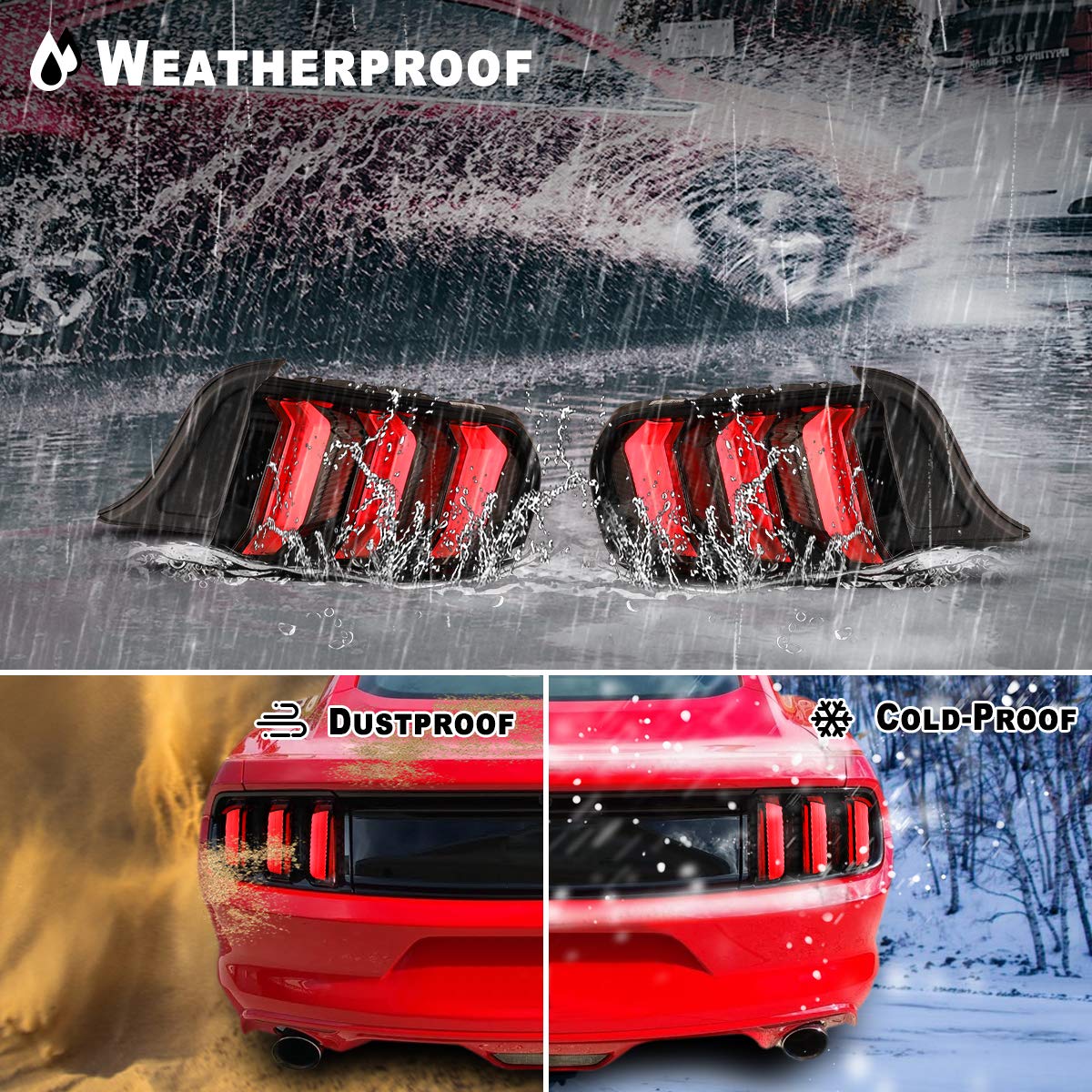 Nixon Offroad LED Tail Lights Assembly for 2015-2023 Ford Mustang - Euro Style Sequential Turn Signals, LED Brake Lights & DRL - Clear Lens (Driver & Passenger Sides) - Perfect for Night Driving & Car Customization