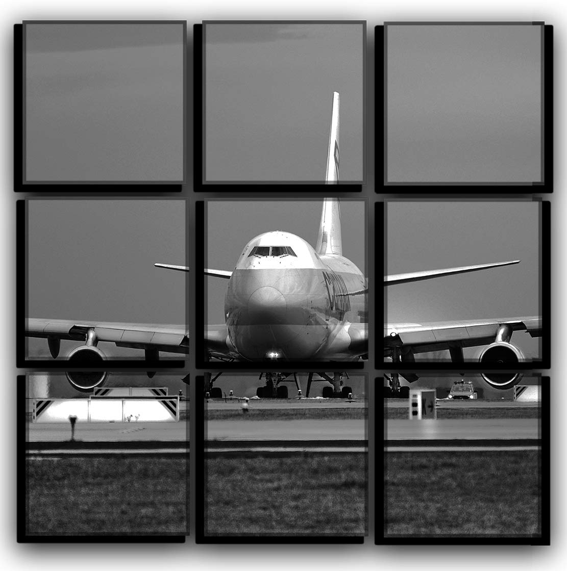Boeing 747 Aviation Wall Art - 9 Piece Jumbo Plane Canvas Painting Set (30x30 in) - Airplane Decor for Pilot Gifts & Home Office Decoration | Perfect for Aviation Enthusiasts & Flight Themed Rooms