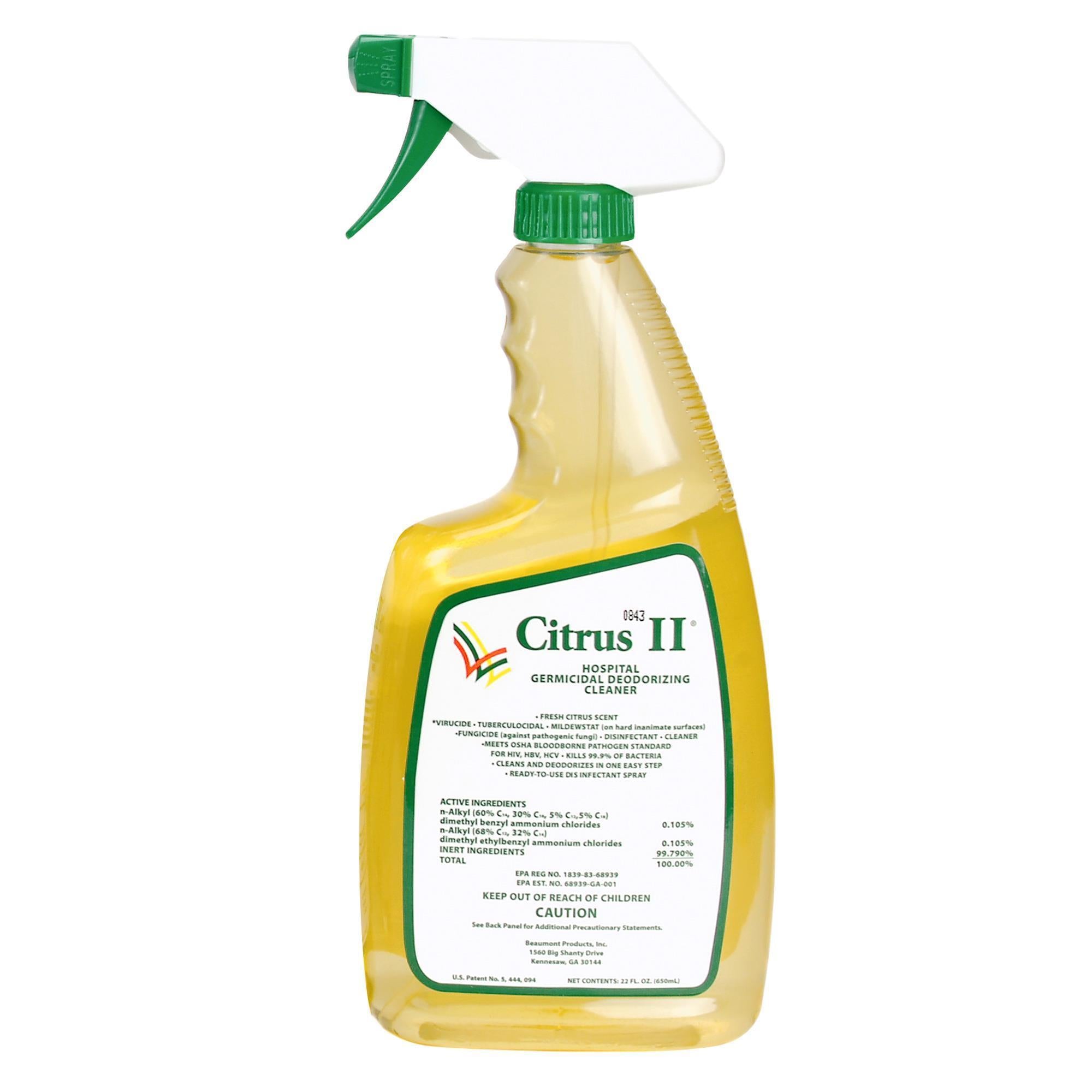 Citrus II Germicidal Cleaner - Hospital-Grade Disinfectant for Home, Office & Healthcare Facilities | Kills 99.9% of Germs & Viruses | Lemon Scented Surface Cleaner