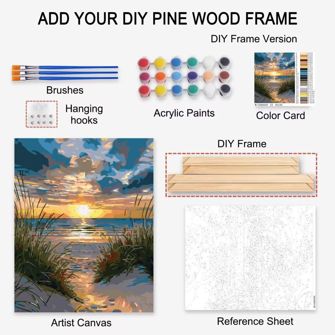 Tropical Sea Lighthouse Paint by Numbers Kit - Acrylic Oil Painting for Adults & Kids, DIY Abstract Wave Art with Brushes & Frame - Perfect for Living Room, Office, and Nordic Style Decor (Great Gift Idea for Art Lovers & Home Decoration)