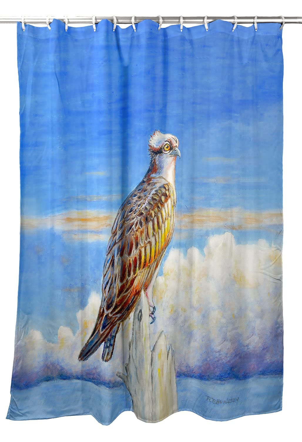 Betsy Drake Osprey Storm Shower Curtain - Waterproof Bathroom Decor with Nature-Inspired Design - Perfect for Modern Bathrooms & Coastal-Themed Homes