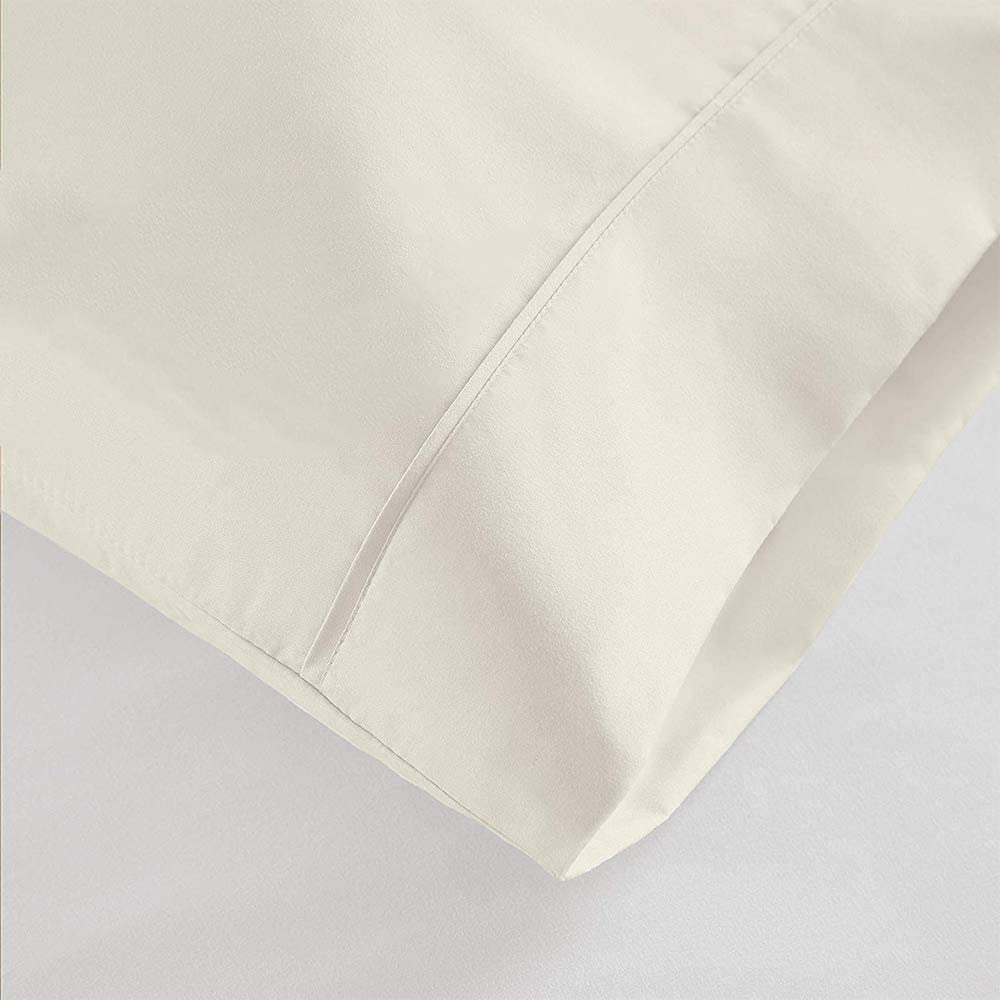 Premium Egyptian Cotton Pillowcase Set - King 2pc, Ivory Sateen for Luxury Bedding