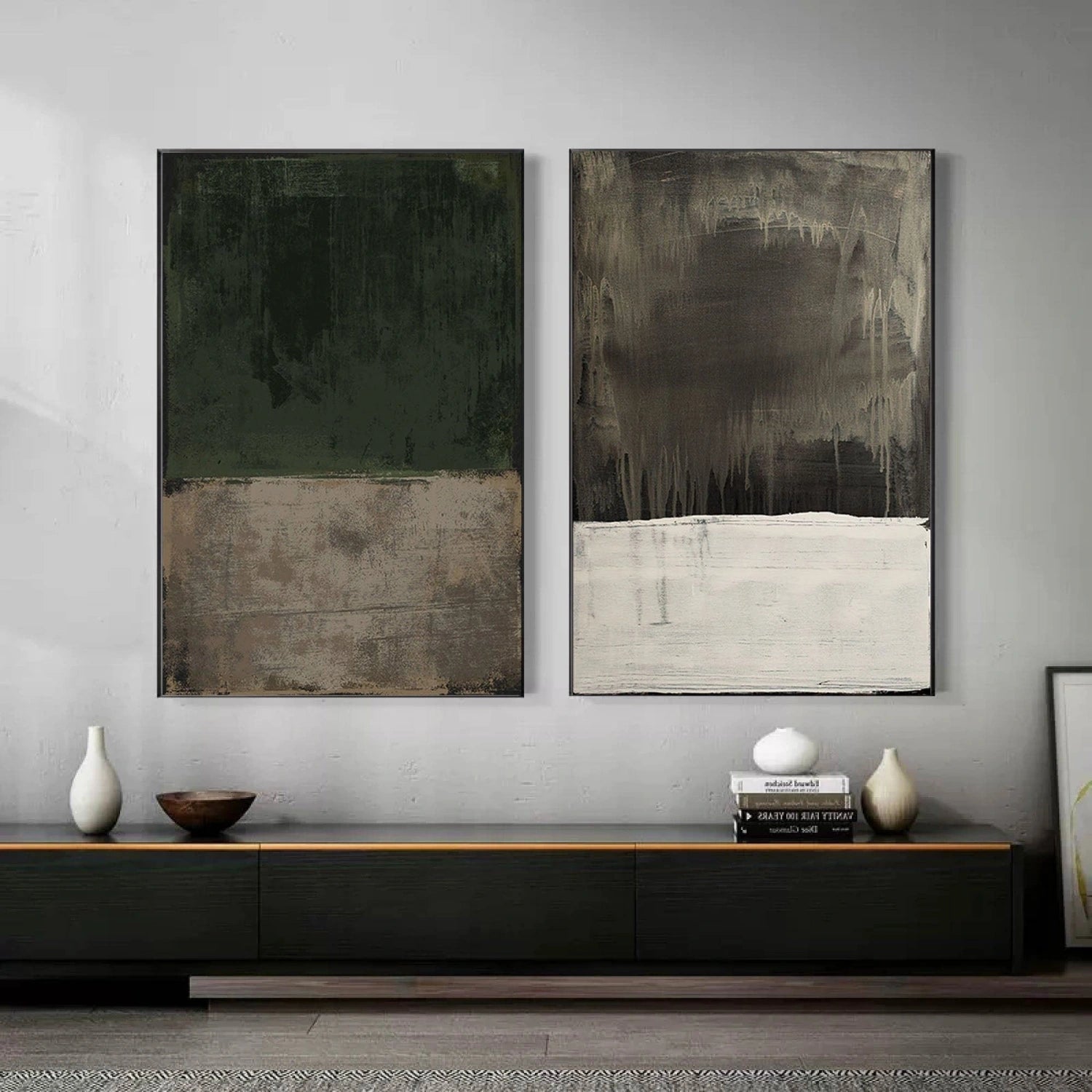 Abstract Tranquility Wall Art Set of 2 - Modern Minimalist Canvas Paintings for Living Room, Bedroom & Office Decor #WS255