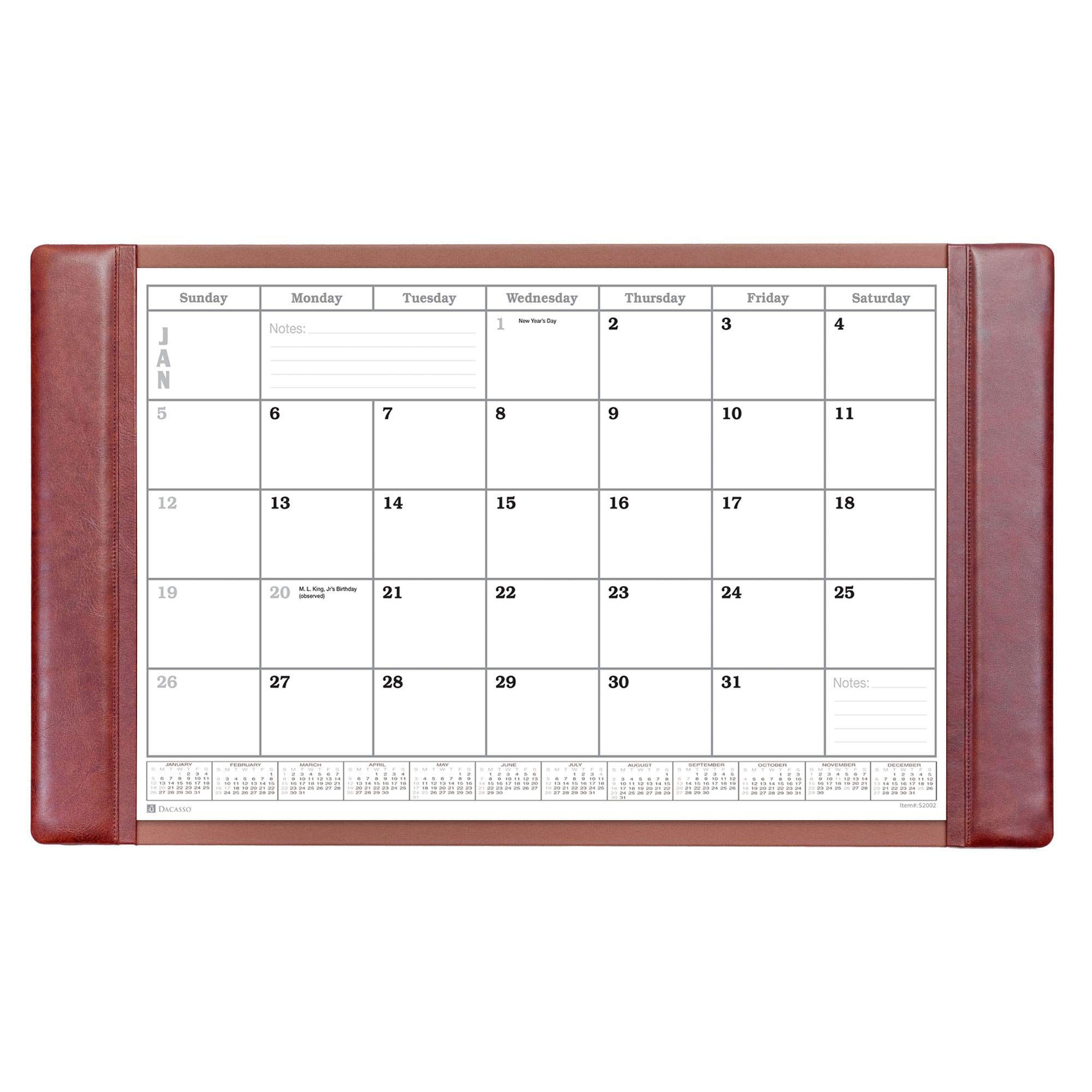 Premium Dacasso Leather Desk Calendar Pad - 34 x 20 Inches, Mocha Brown (P3050) - Elegant Office Organizer for Executive Desks, Home Offices & Gift Giving
