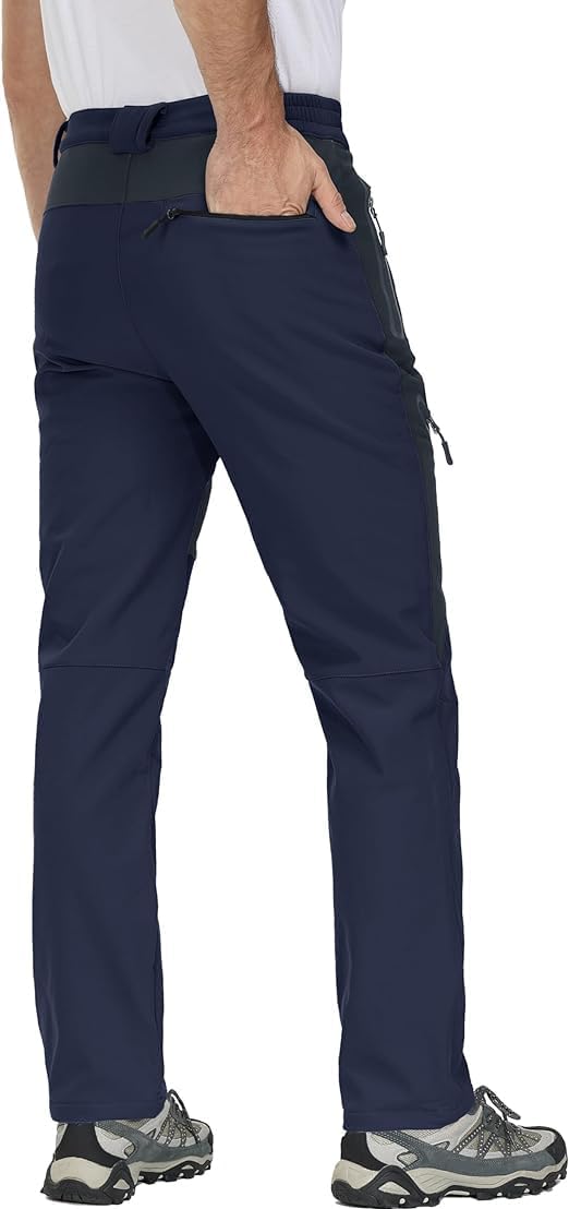 MAGCOMSEN Men's Winter Snow Pants - Fleece Lined Water Resistant Ski Pants with 4 Zip Pockets for Outdoor Activities, Skiing, Snowboarding & Cold Weather Protection