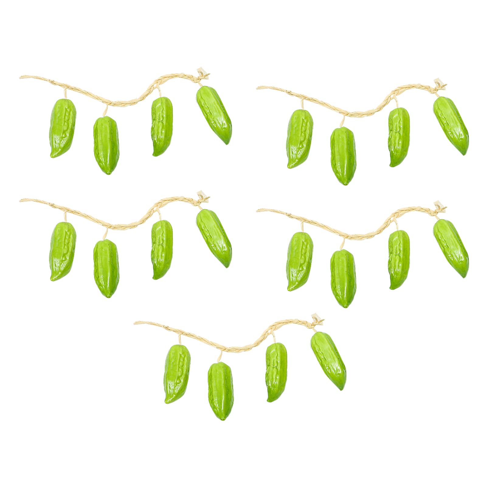 LIFKOME 5pcs Realistic Fake Bitter Melon Decor - Artificial Momordica Charantia Vegetables for Kitchen, Restaurant & Farmhouse Wall Hanging Decorations | Perfect for Home Décor, Farmhouse Style, and Rustic Wedding Centerpieces