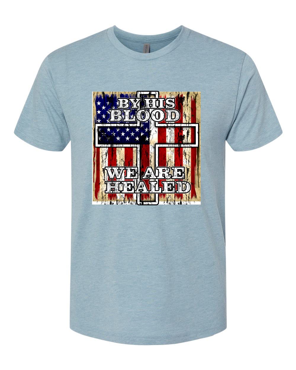 His Blood We Are Healed Christian Mens Premium Tri-Blend T-Shirt - Inspirational Faith-Based Apparel for Church, Bible Study & Daily Wear