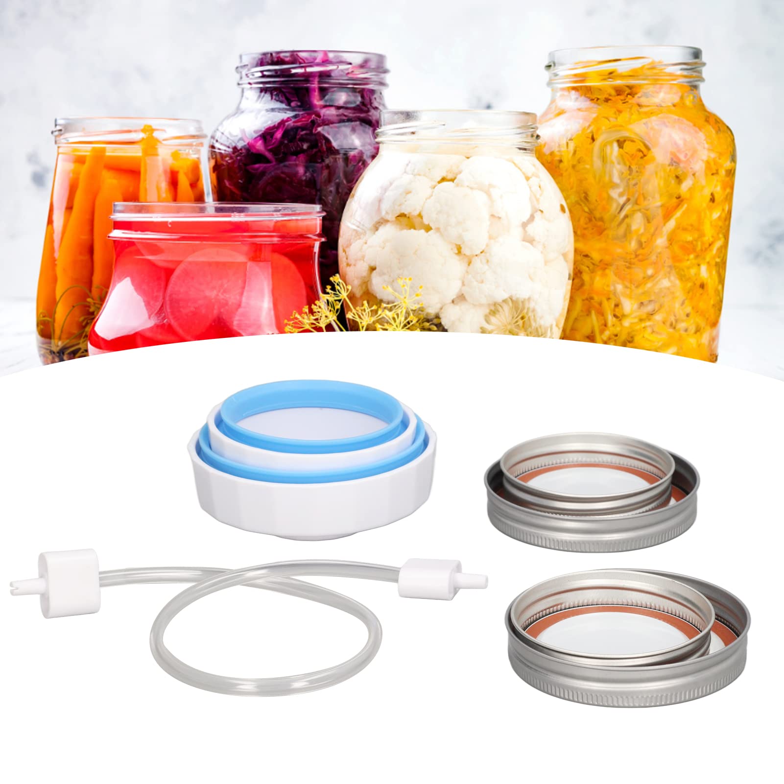 ABS Mason Jar Vacuum Sealer Kit with Hose & Lid - Manual Portable Food Saver Pump for Freshness Preservation, Fermentation & Long-Term Food Storage - Ideal for Canning, Meal Prep & Home Preservation
