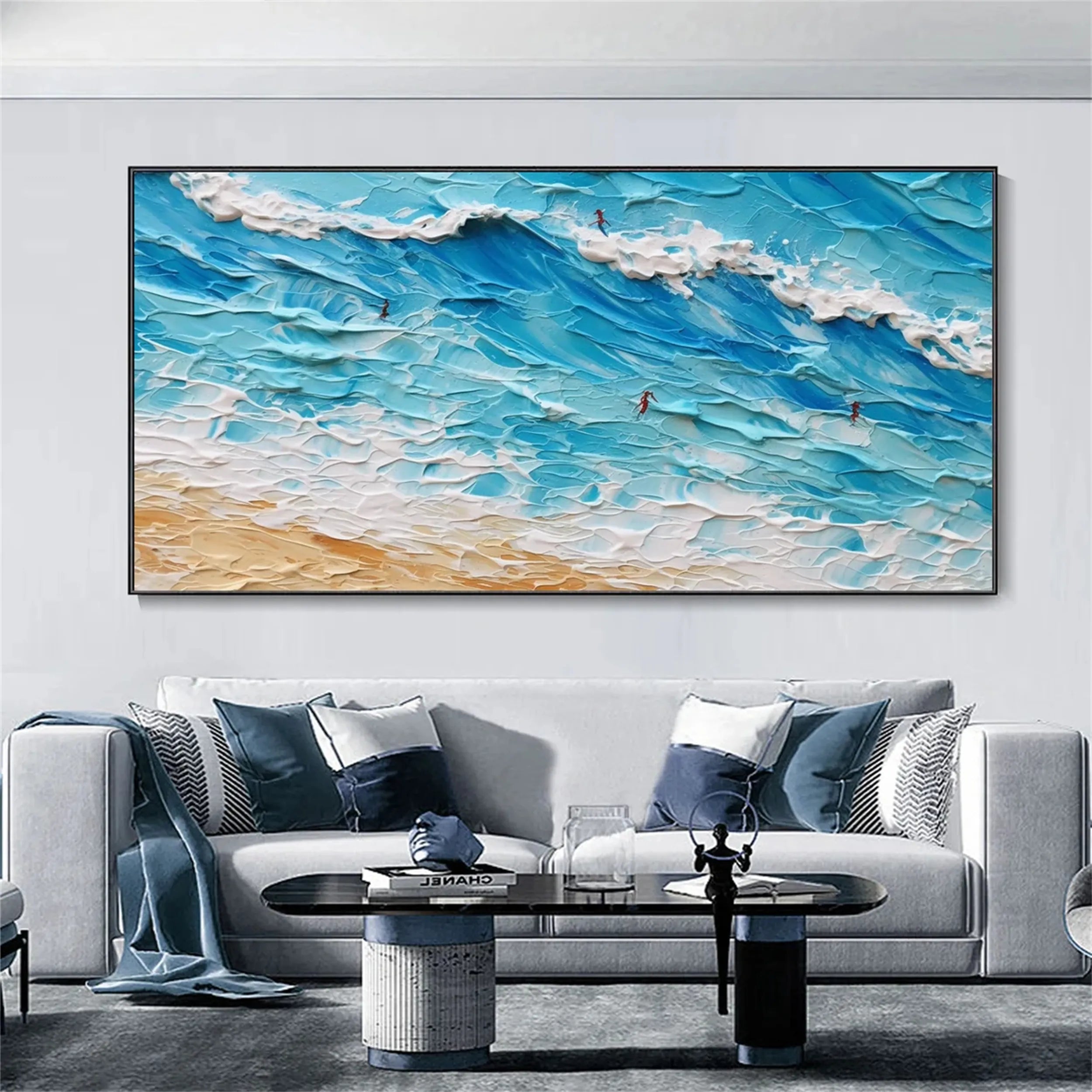 Seascape and Snowy Peak Landscape Painting #SP013 - Perfect for Home Decor, Office Wall Art, and Gift Ideas