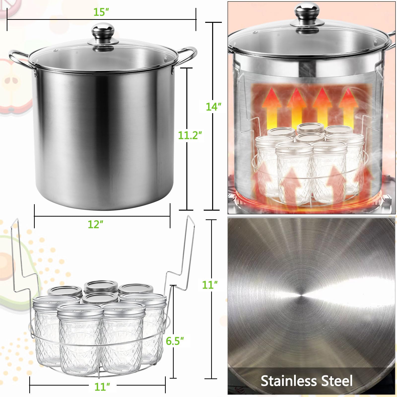 20 Quart Stainless Steel Water Bath Canner Pot - Complete Canning Kit with Rack, Tongs & Jar Lifter - Perfect for Beginners, Home Canning Fruits, Vegetables & Jams - Essential Canning Supplies Starter Set