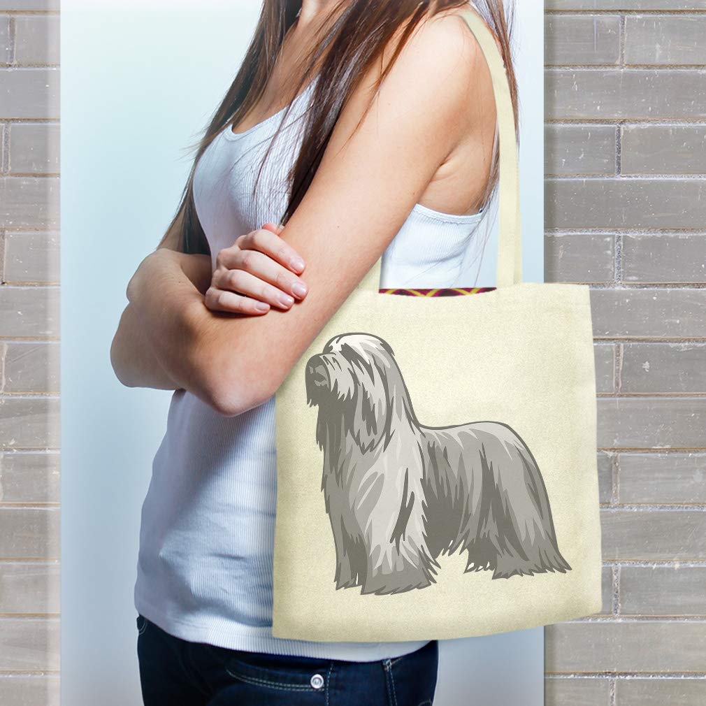 Custom Bearded Collie Dog Print Canvas Tote Bag - Reusable Shopping & Beach Bag for Women - Perfect for Groceries, Travel, and Outdoor Activities
